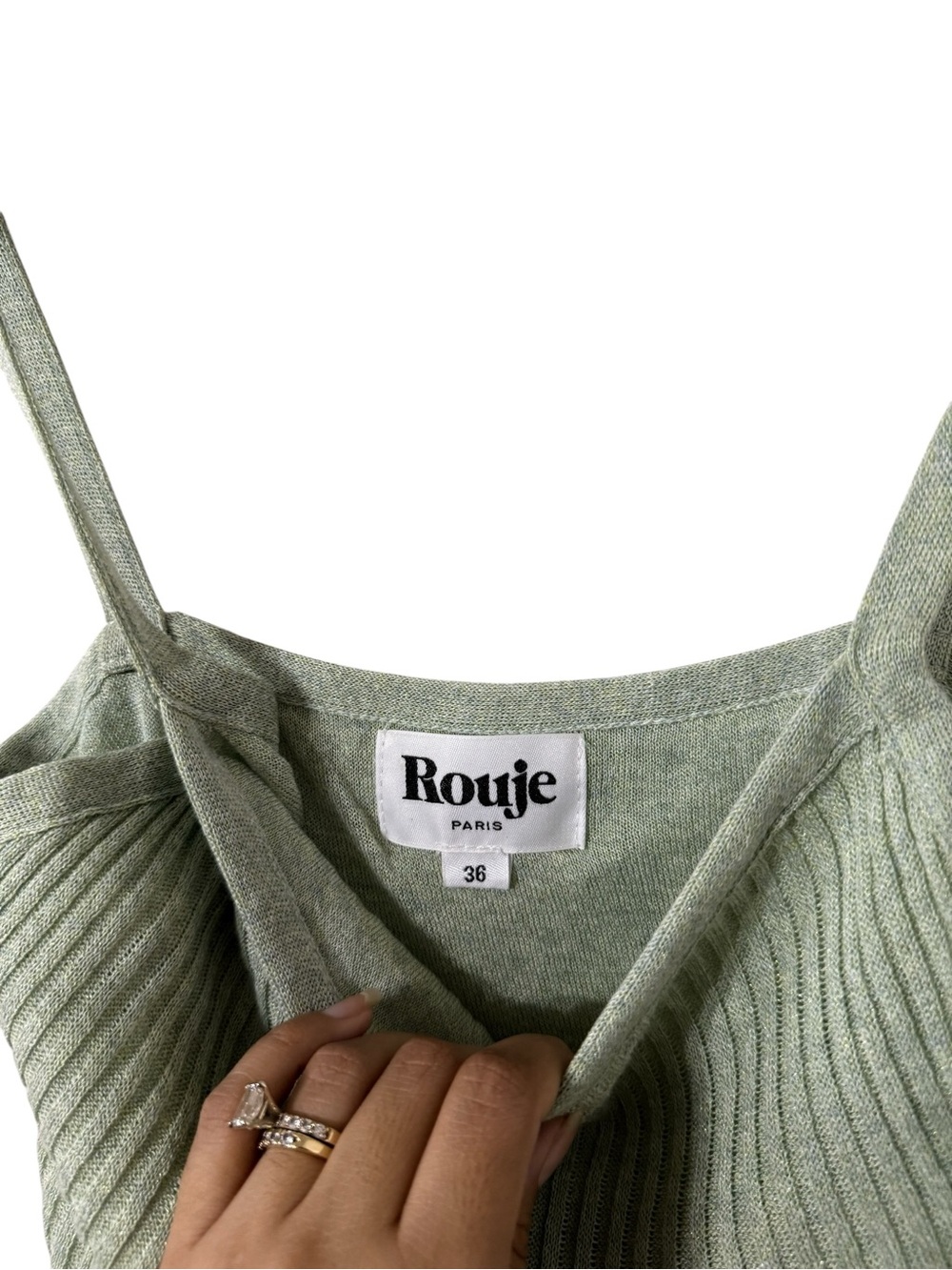 ROUJE Paris Myriam Knit Green Midi Slip Dress - Picture 7 of 8